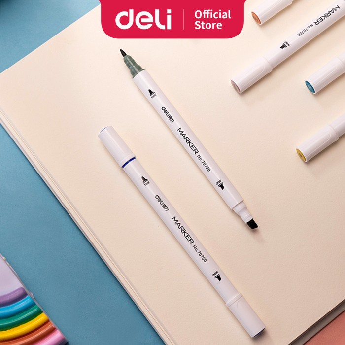 

(DISKON TERMURAH) Deli spidol desain profesional 24 warna ujung ganda 70700-24