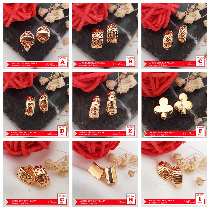 AA 002 Anting Cetik Bayi Murah Anting Balita Diameter Kecil Giwang Bayi Emas Imitasi Anting Jepit Anak Kecil Anting Mas Polos Helix Earrings Luxx Xuping