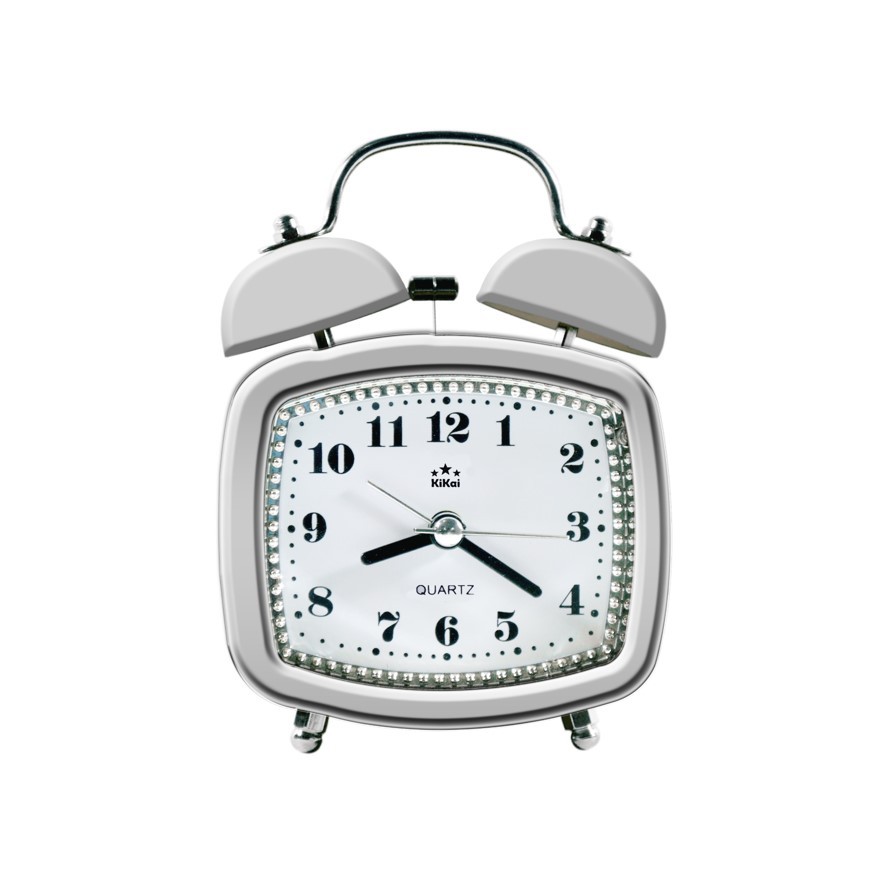 Jam Meja Weker Alarm Clock Warna Silver 12 cm Free Baterai