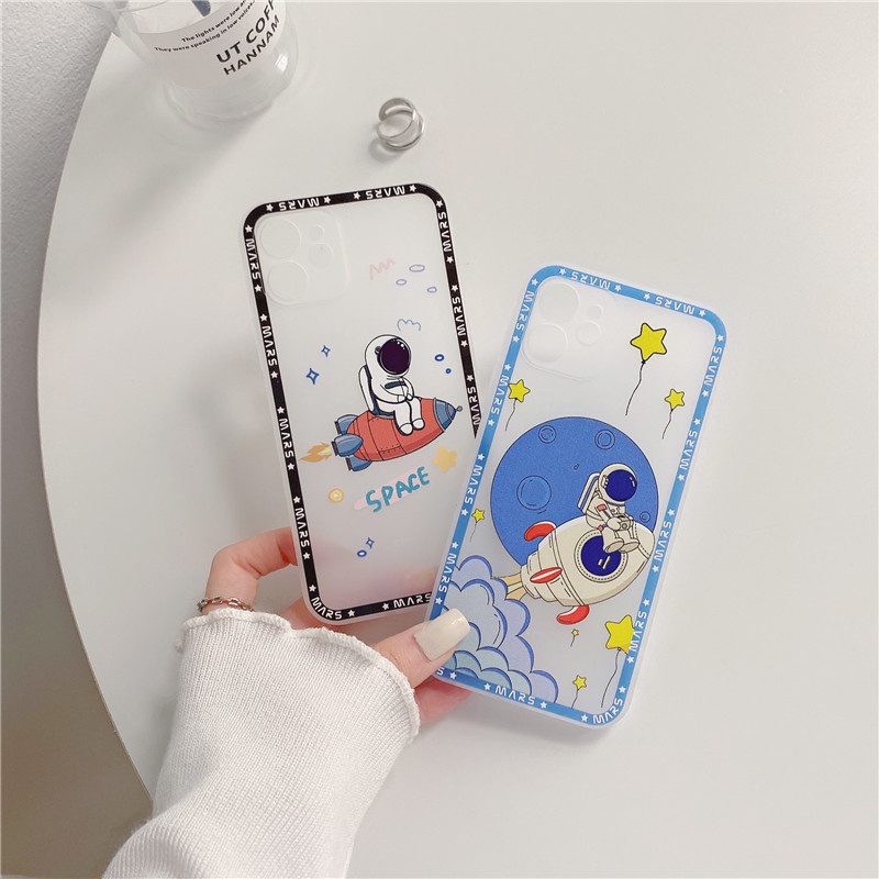 luxurious NASA Matte ​Square Phone Case IPhone 12 12Pro 12Promax 12mini 11 Pro Max X Xs Max XR 8 7 Plus Shockproof Soft TPU Cover