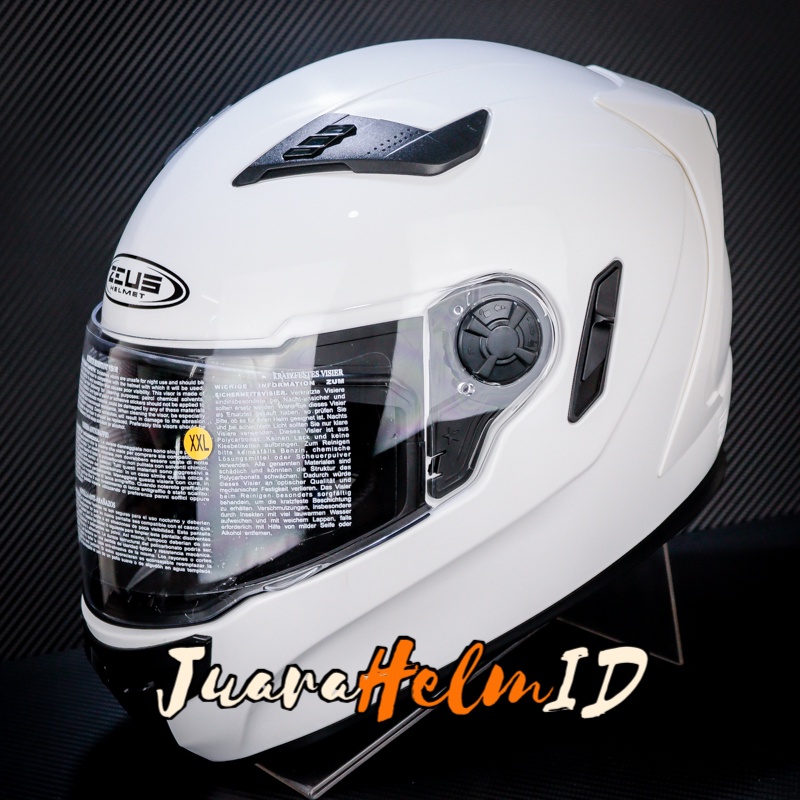 ZEUS Helm ZS813 SOLID / WHITE / FULL FACE ZS-813 DOUBLE VISOR