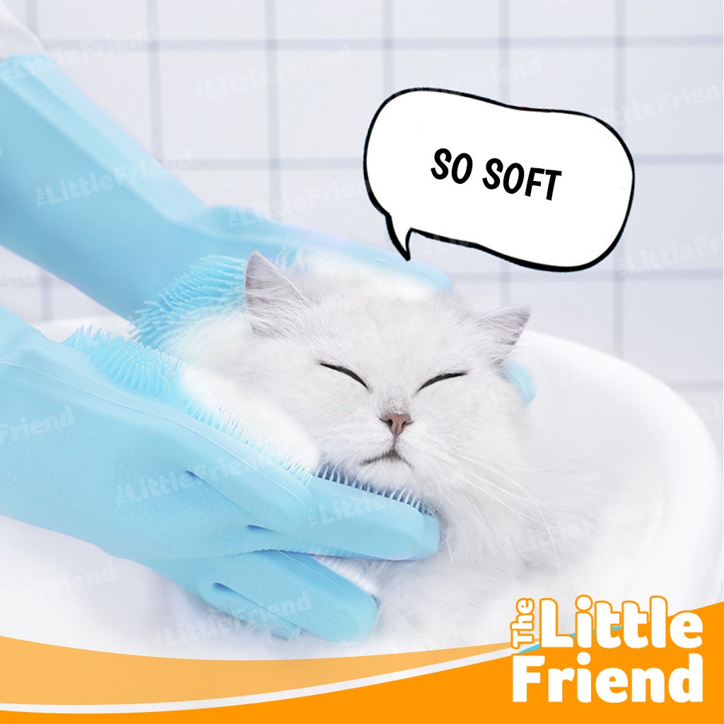 Sarung Tangan Panjang Sikat Mandi Pemijat Hewan Anjing Kucing Silicone