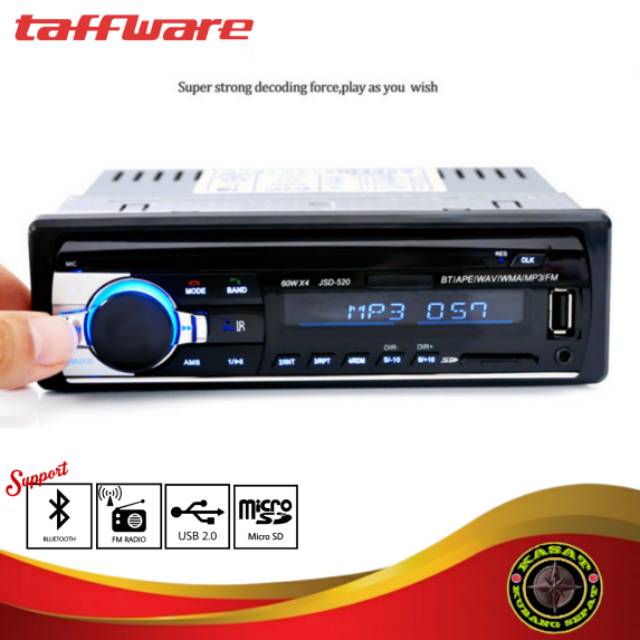 Taffware Tape Audio Mobil Multifungsi Bluetooth USB FM Radio JSD-520