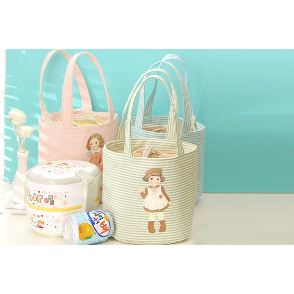 tas bekal kanvas cute doll canvas portable lunch bag (3D5) bta177