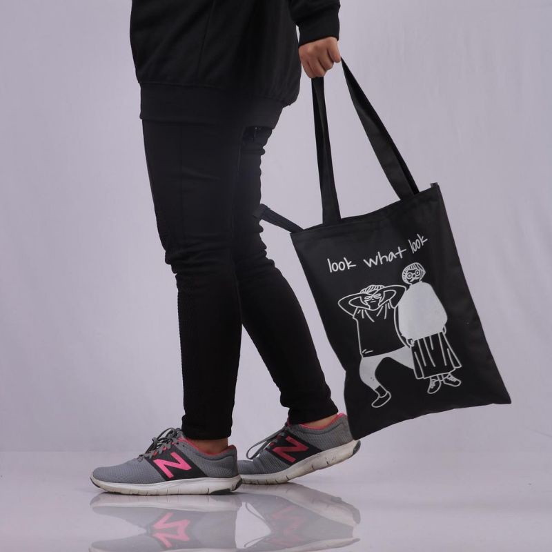 Tas Tote Bag Wanita Motif Look What I Look