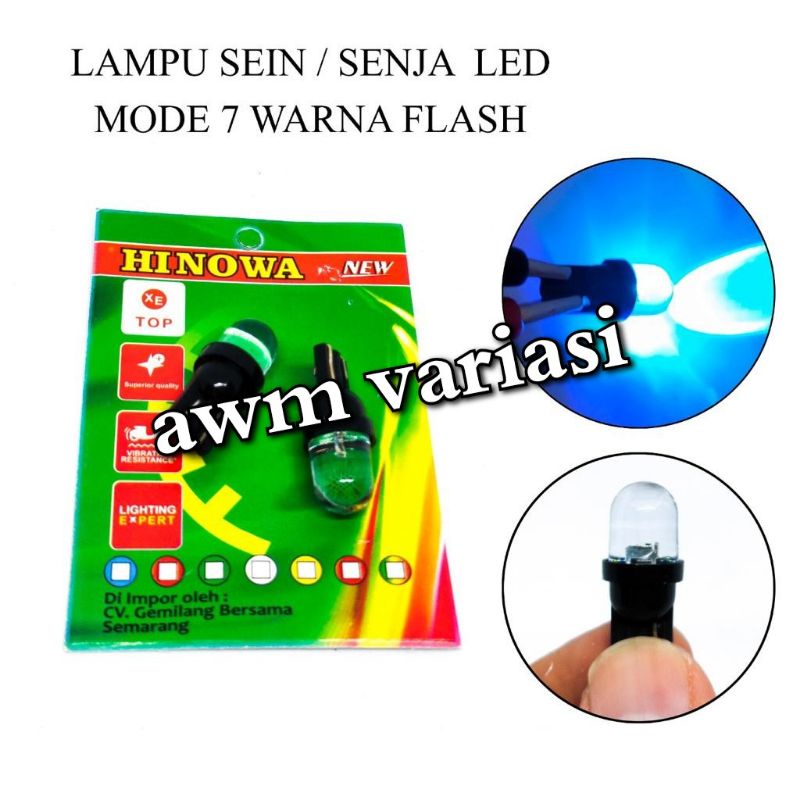 2 PCS Lampu SEN 7 Warna - Lampu Sen Variasi Sepeda Motor Sein 7 Warna T10 Colok Kelap Kelip Kedap Kedip Variasi Lampu Sein Motor ( ISI 2 PCS )