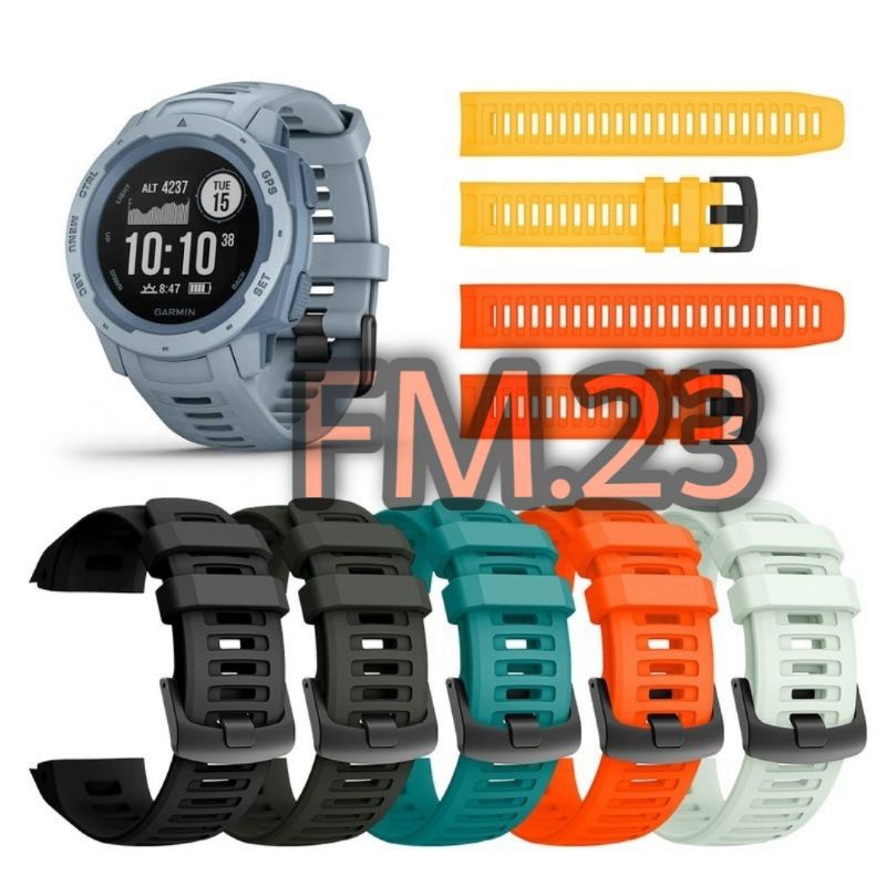 STRAP TALI JAM RUBBER SILICONE SILIKON BLACK BUCKLE WATCH BAND GARMIN INSTINCT SERIES 1 2 45MM AMOLE