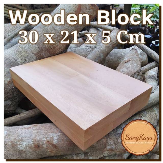 Wooden Block 30x21x5 cm balok kayu pajangan display stand aksesoris