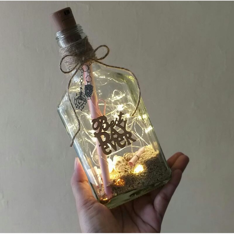 message in a bottle dengan lampu led pesan cinta birthday gift