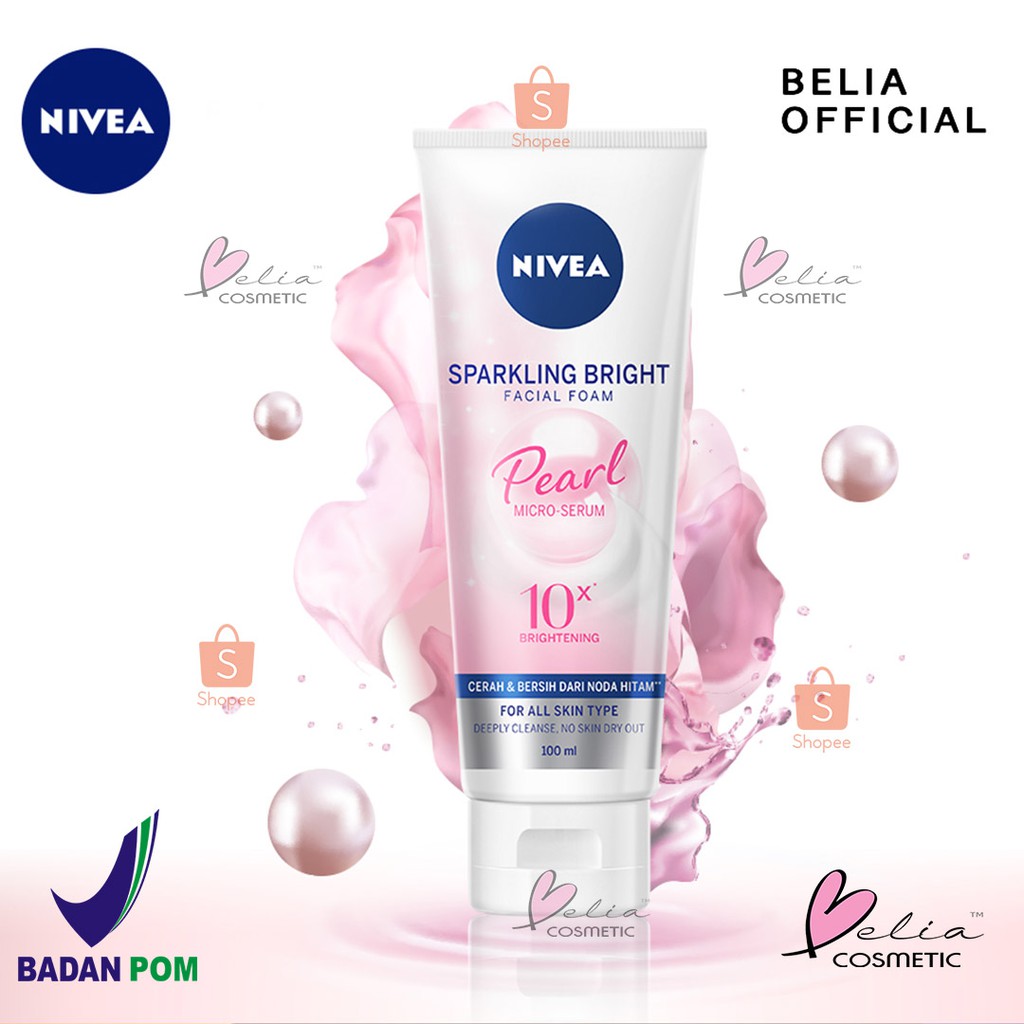 ❤ BELIA ❤ NIVEA Sparkling White Whitening Facial Foam 50 | 100 (✔️BPOM)