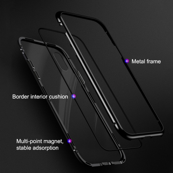 Premium Luxury Magnet Magnetic Flip Metal Glass Case Iphone 7 Plus