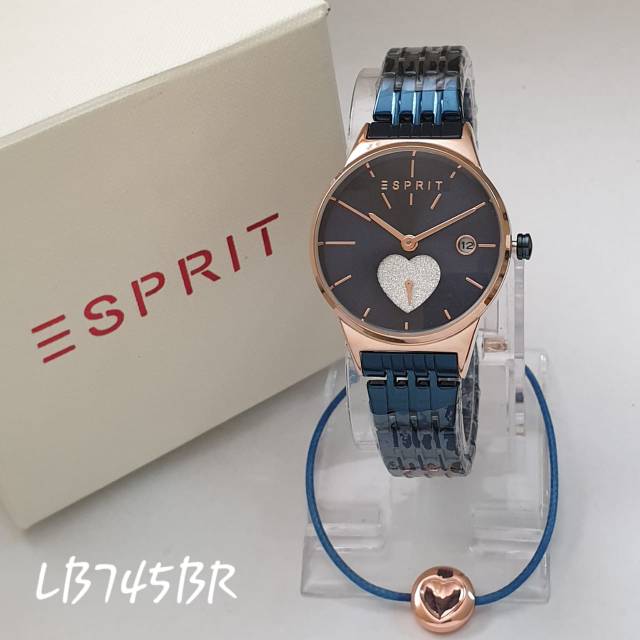 Free gelang+box - JAM TANGAN WANITA ESPRIT CLASSIC CHRONO DETIK TANGGAL AKTIF RANTAI STEEL
