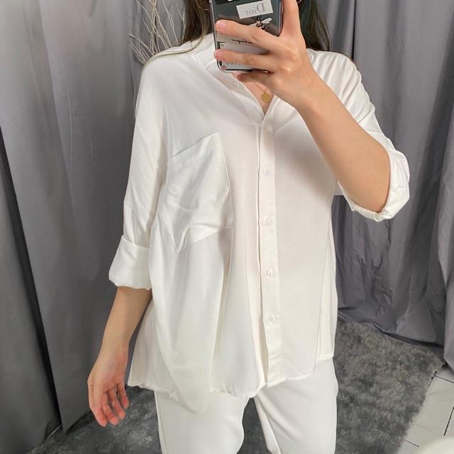 Goldy Longshirt Oversize | Kemeja Wanita Terbaru