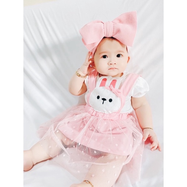 setelan overall anak perempuan 1-3 tahun bunny overall tutu skirt set kaos set rok tutu bayi balita cewek