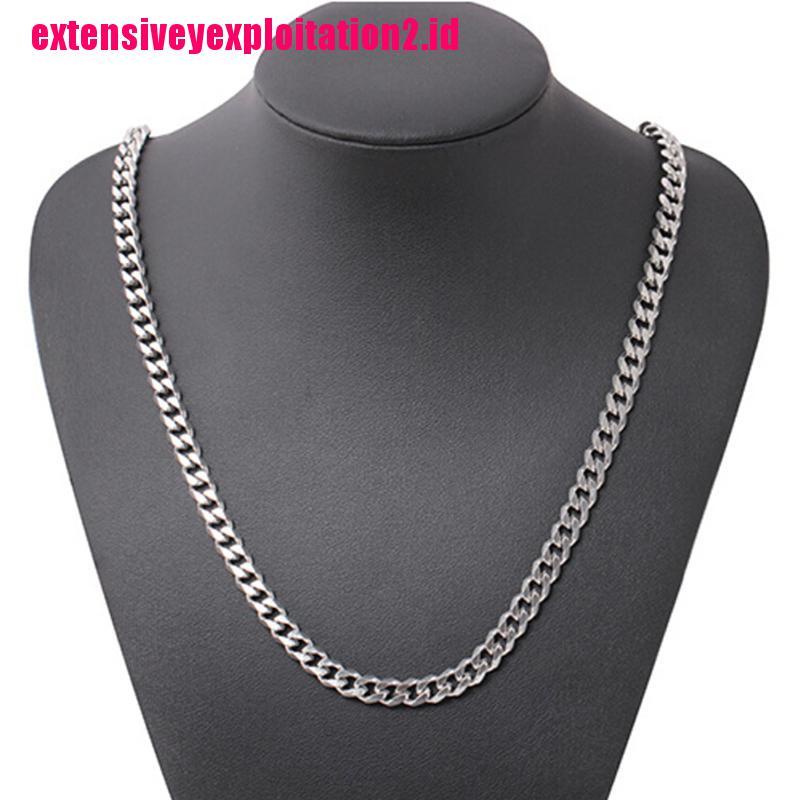 Kalung Rantai Cuba Link Bahan Stainless Steel Ukuran 4-6mm Untuk Pria