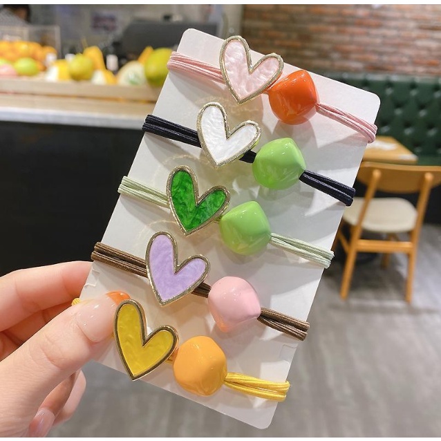 IKAT RAMBUT KOREA WANITA ANAK PEREMPUAN BENTUK LOVE MACARON AKSESORIS RAMBUT IMPORT FASHION KOREA AK73