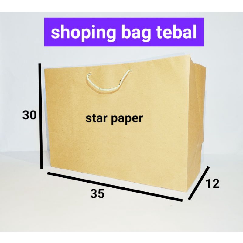 

Paper bag Custom Coklat polos Ukuran 35x30 Shoping bag murah tas kertas craft tebal