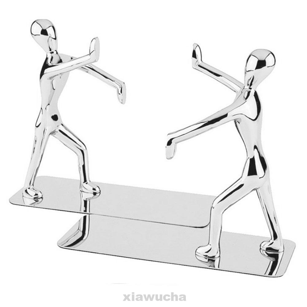 1 Pair Metal Bookend Kung Fu Silver Office School Supplies Home Documents Keeper Shopee Indonesia