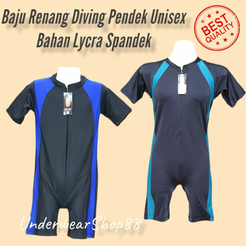 Baju Renang Diving Pendek Anak Tanggung/Baju Renang Diving Pendek Unisex/Baju Renang Anak Tanggung/Bahan Lycra Spandek/Umur 9thn - 15thn