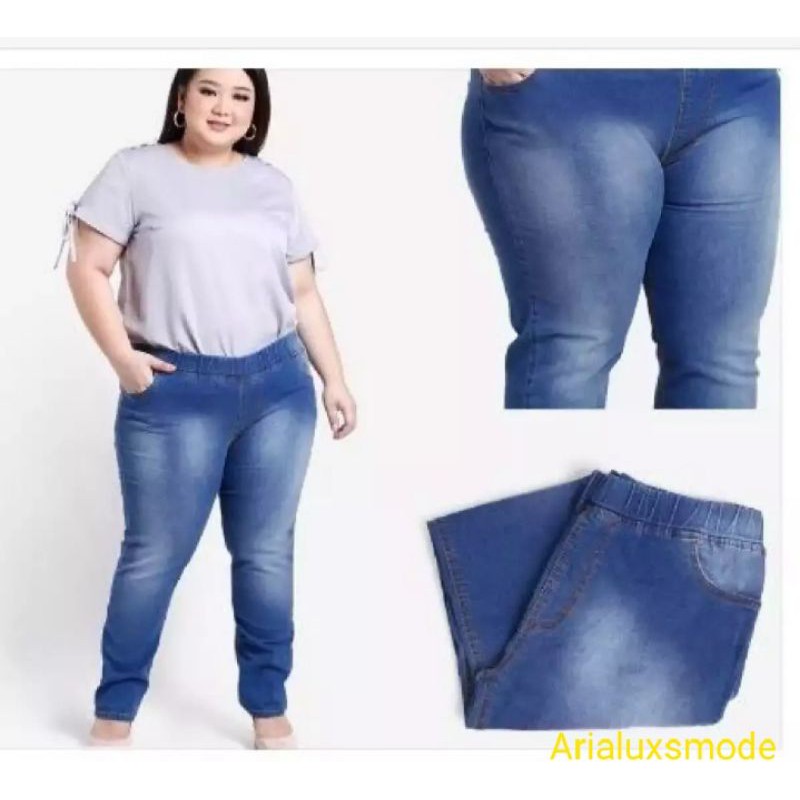  celana  jeans  leging jumbo  legging pinggang karet lejing 