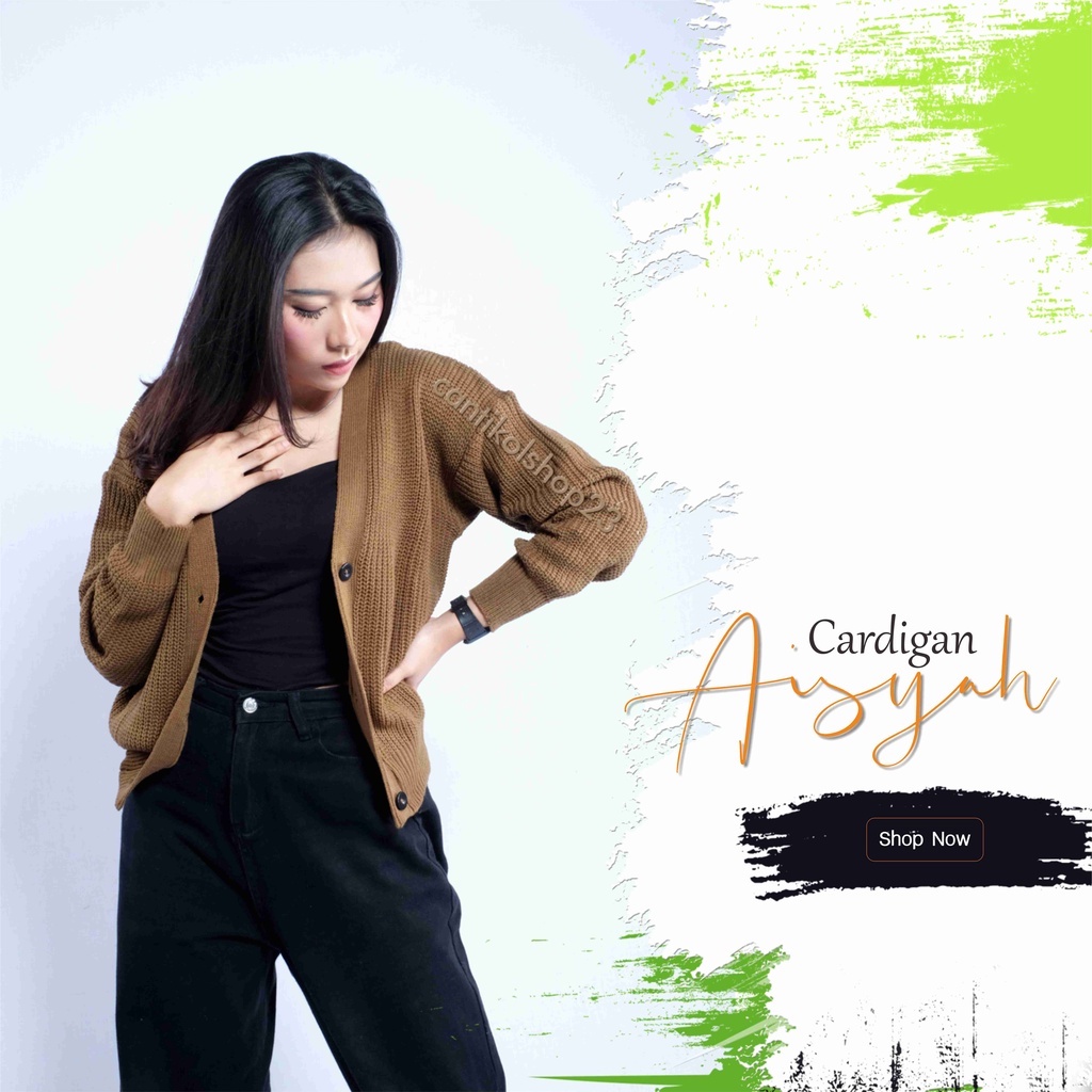 CS041 Cardigan Rajut Wanita Aisyah Outer Crop Cardi