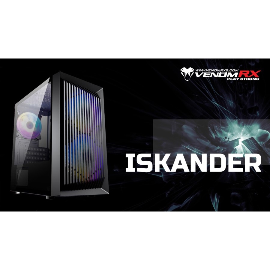 VenomRX ISKANDER Tempered Glass Side Gaming Case