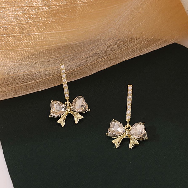 anting pita light luxury bow earrings jan309(3f3)