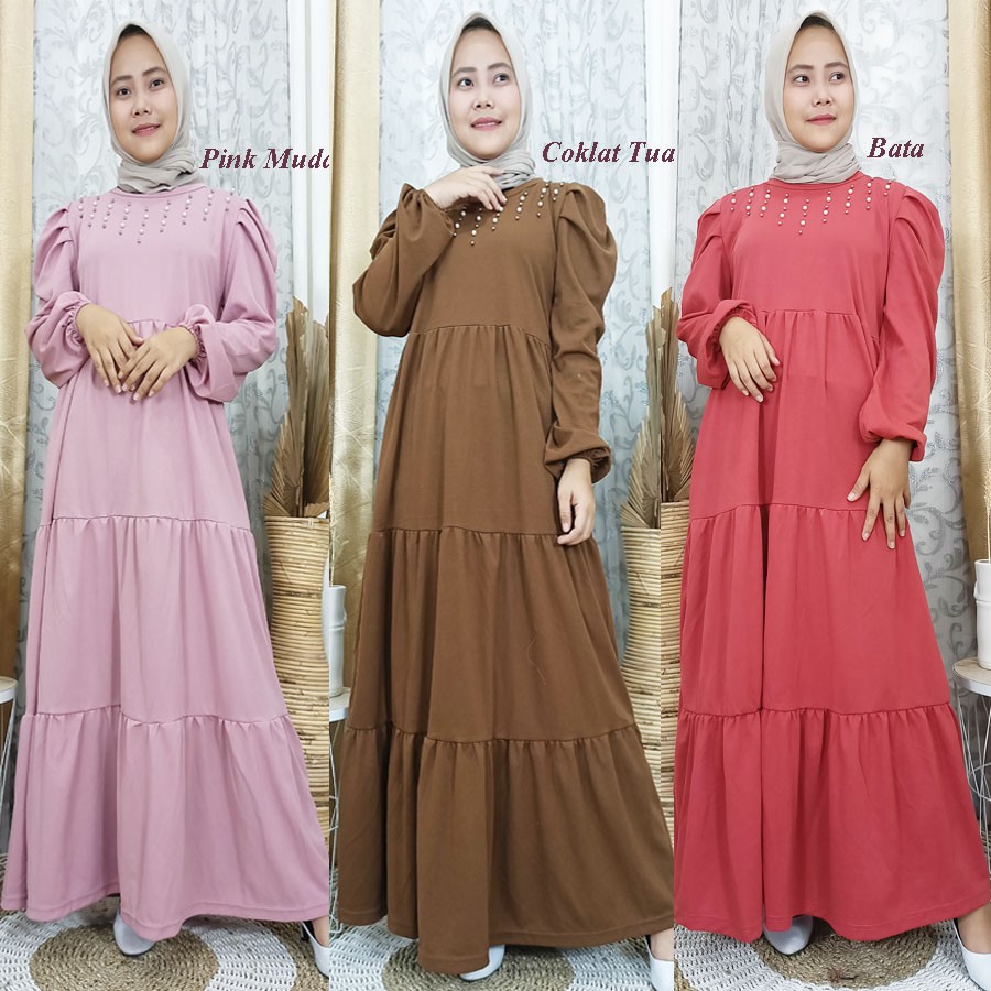 GAMIS SABANI MUTIARA LENGAN KERUT BAWAH 3SUSUN GL FASHION