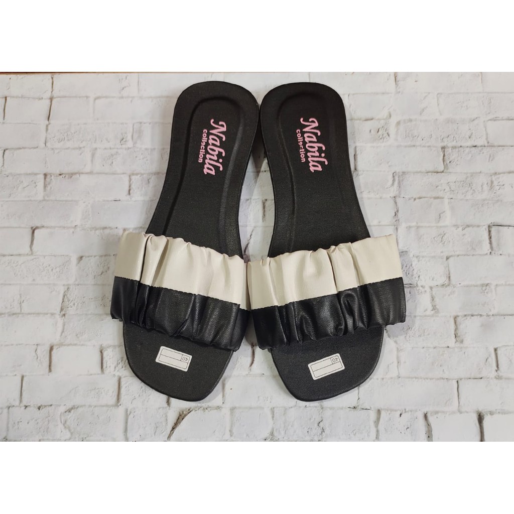 Sandal Teplek Kokop Kerut Dua Warna