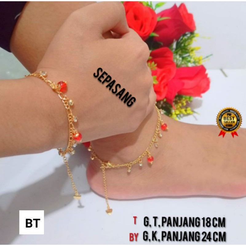 Set perhiasan wanita Gelang tangan dan kaki Titanium terbaru bahan lapis emas gold