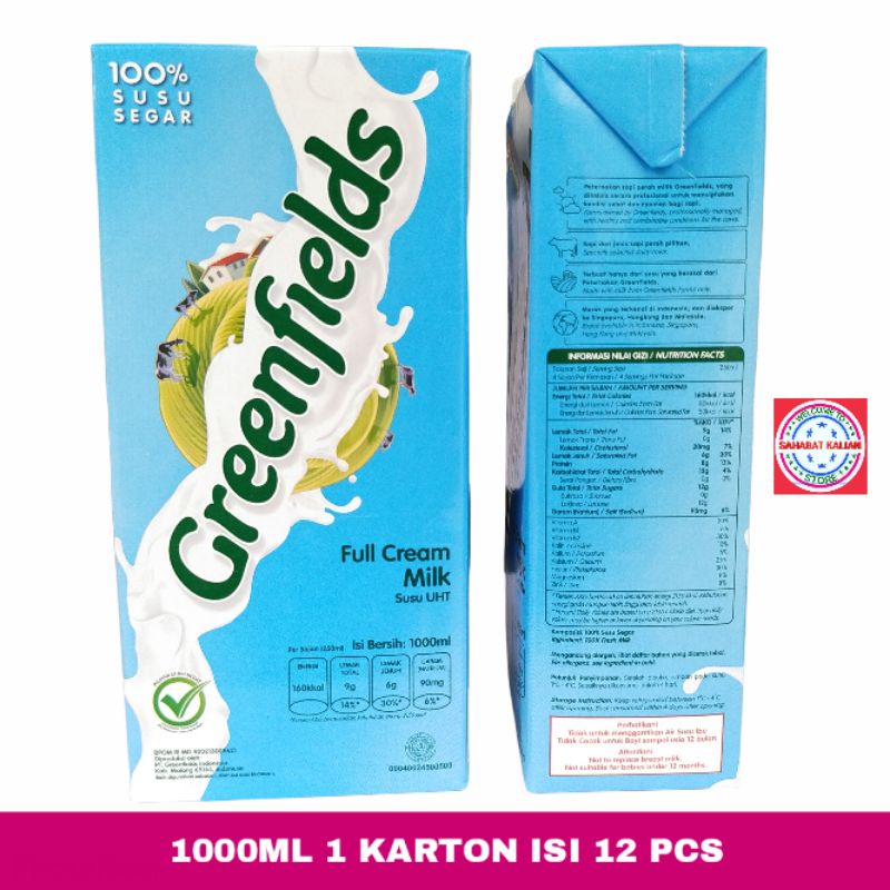 GREENFIELDS FULL CREAM 1000ML 1 KARTON ISI 12PCS