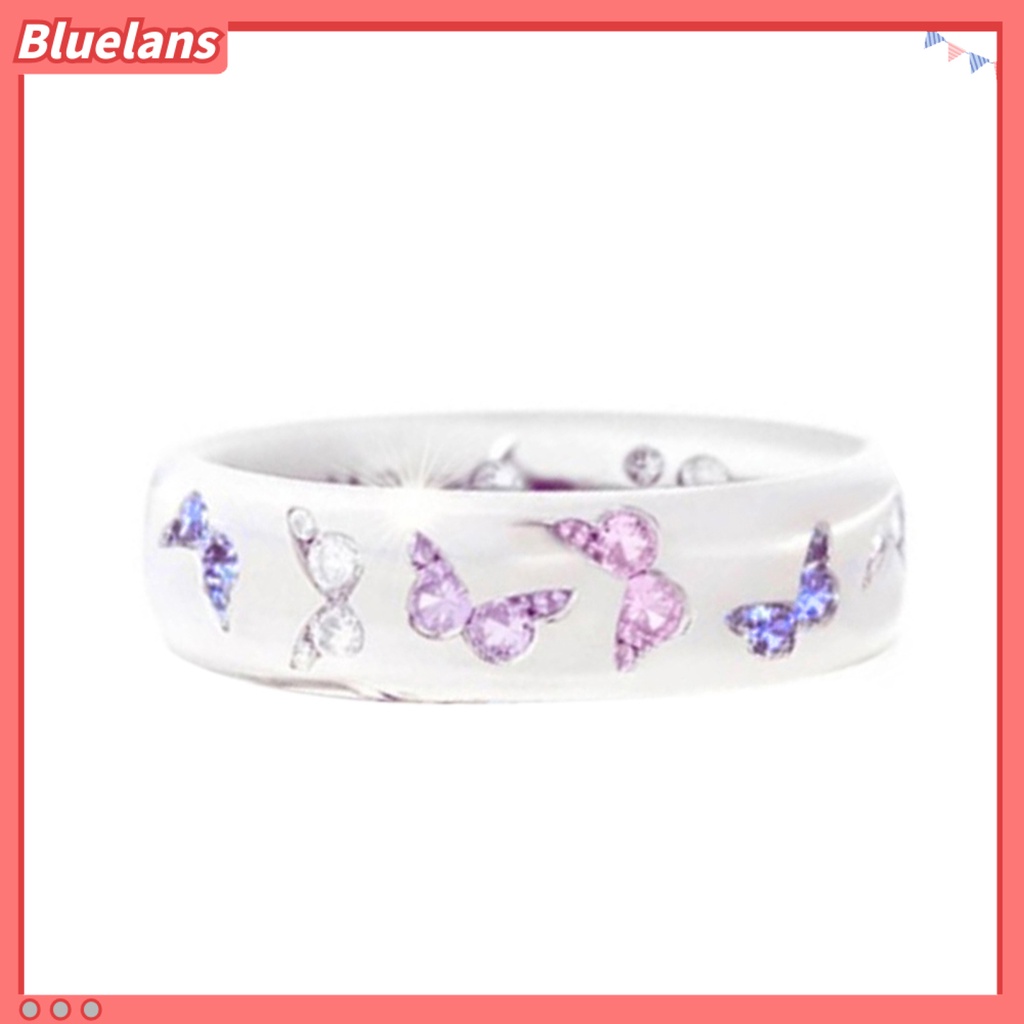 Bluelans Fashion Women Butterfly Cubic Zirconia Inlaid Finger Ring Wedding Party Jewelry