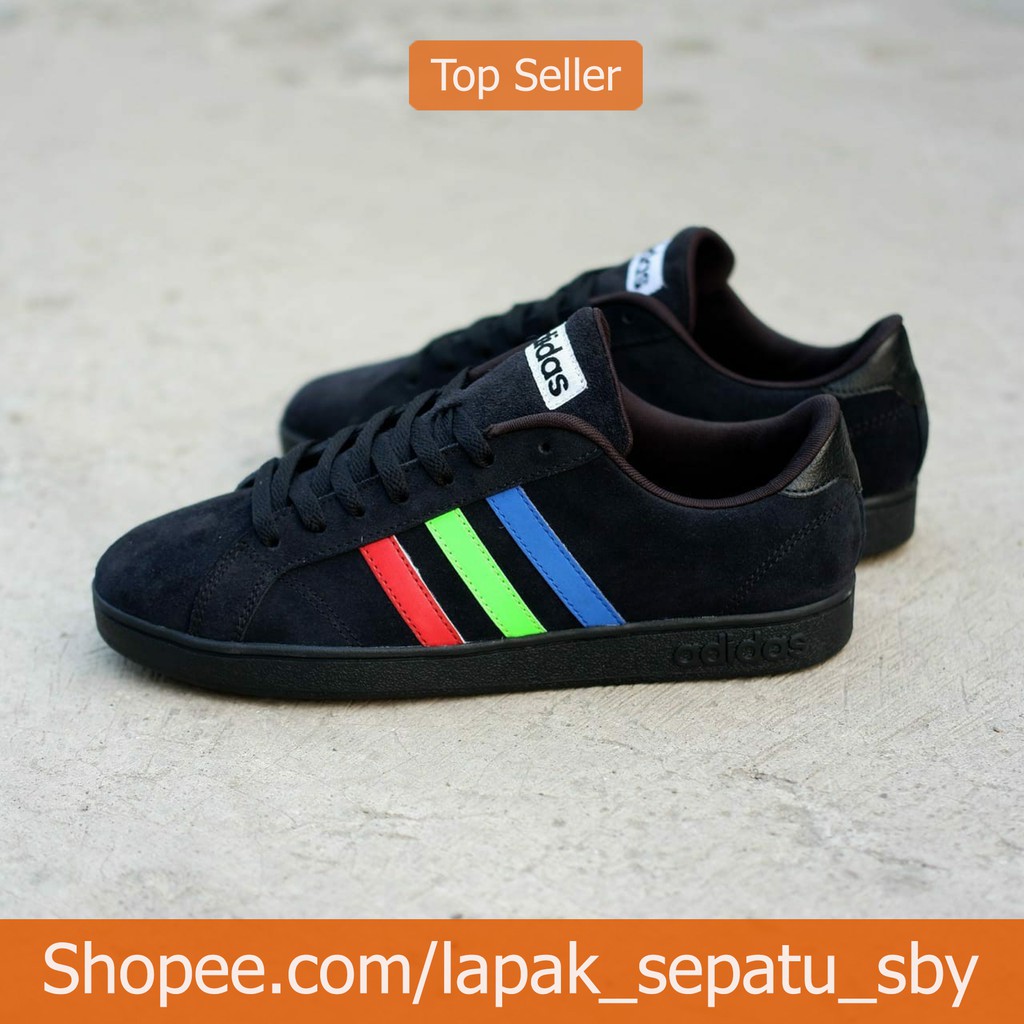 Sepatu Adidas Neo Baseline Black List Rainbow Original