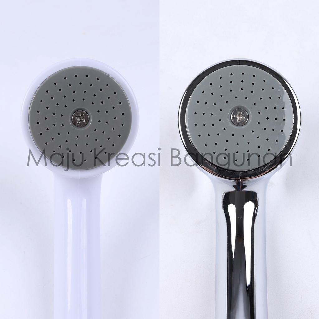 Hand Shower SOLIGEN A129 PVC ABS Plastik Putih Chrome Toilet Kamar Mandi Tipe A 129 Selang 150 Cm 150Cm