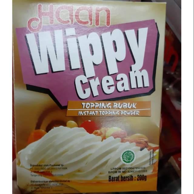 

200gr Haan Wippy Cream Exp selalu baru (Bubuk Instant Whip Cream) kemasam box / pouch ADA ZIP LOCK