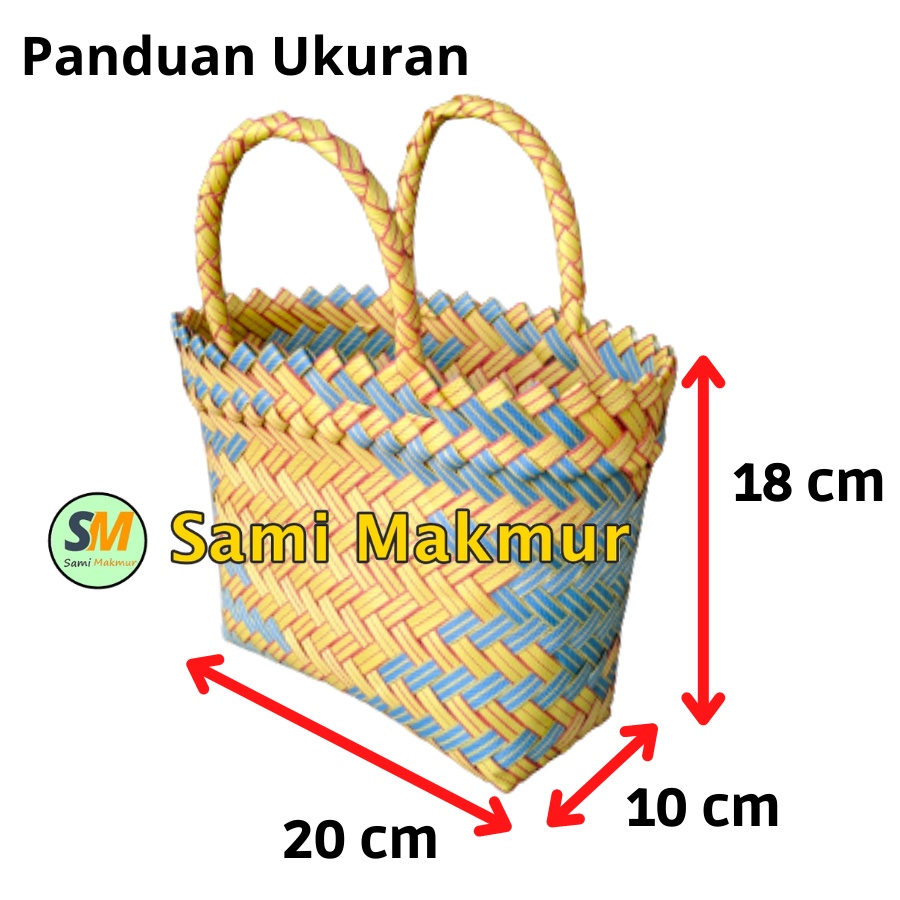 Tas Anyaman Plastik Tas Hampers Souvenir Parcel Bingkisan Hantaran Lurik Mini (XS) Muat Kotak Snack Toples Roti Kue