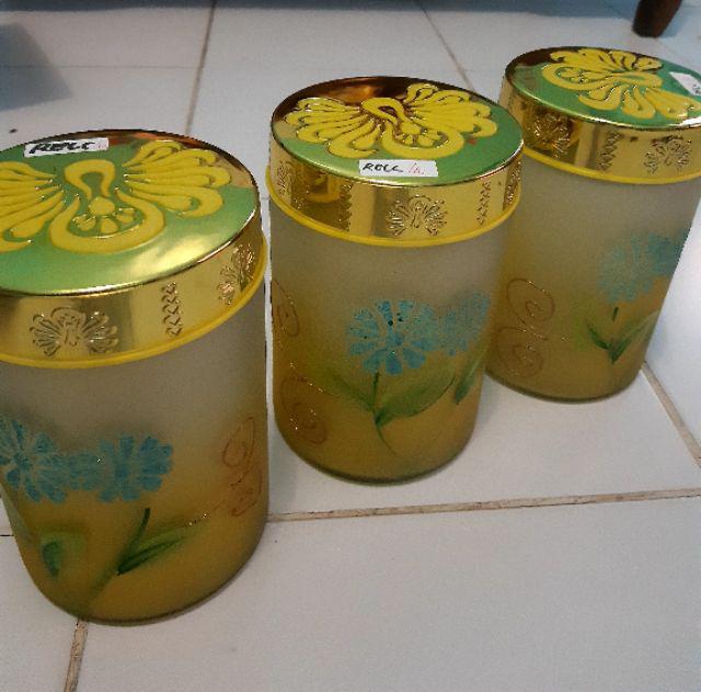 Toples Kaca Rainbow Dove 17- Ivy Corak Kembang Timbul Tinggi (l)/toples Lebaran