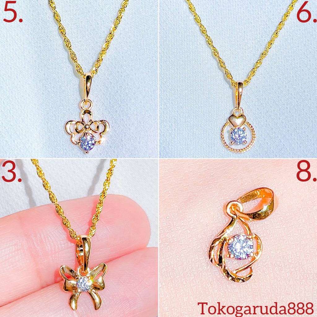 Banyak motif yaa Liontin kalung anak dan dewasa emas ali kadar 70 16k beige korean kupu2 love heart pita ribbon halo permata ringan pendant gold setengah gram gr g mainan rantai