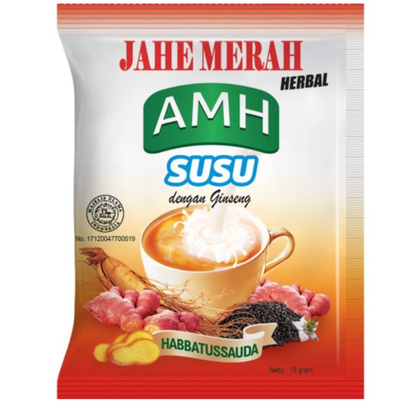 

Jahe Merah AMH Plus Susu dengan Ginseng Amanah per Sashet