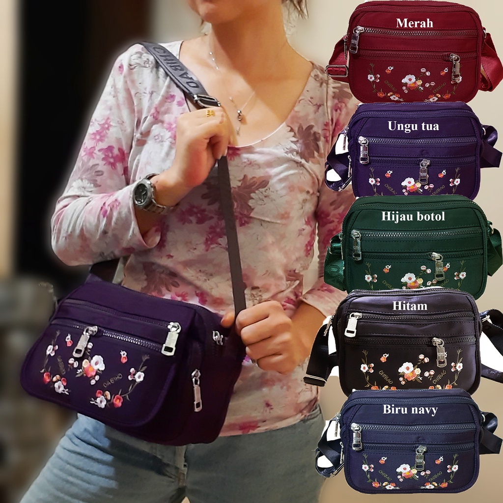 Tas Selempang Wanita Import Motif Bunga Sederhana dan Simpel