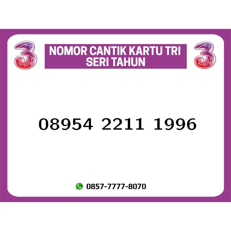 NOMOR CANTIK KARTU TRI SERI TAHUN