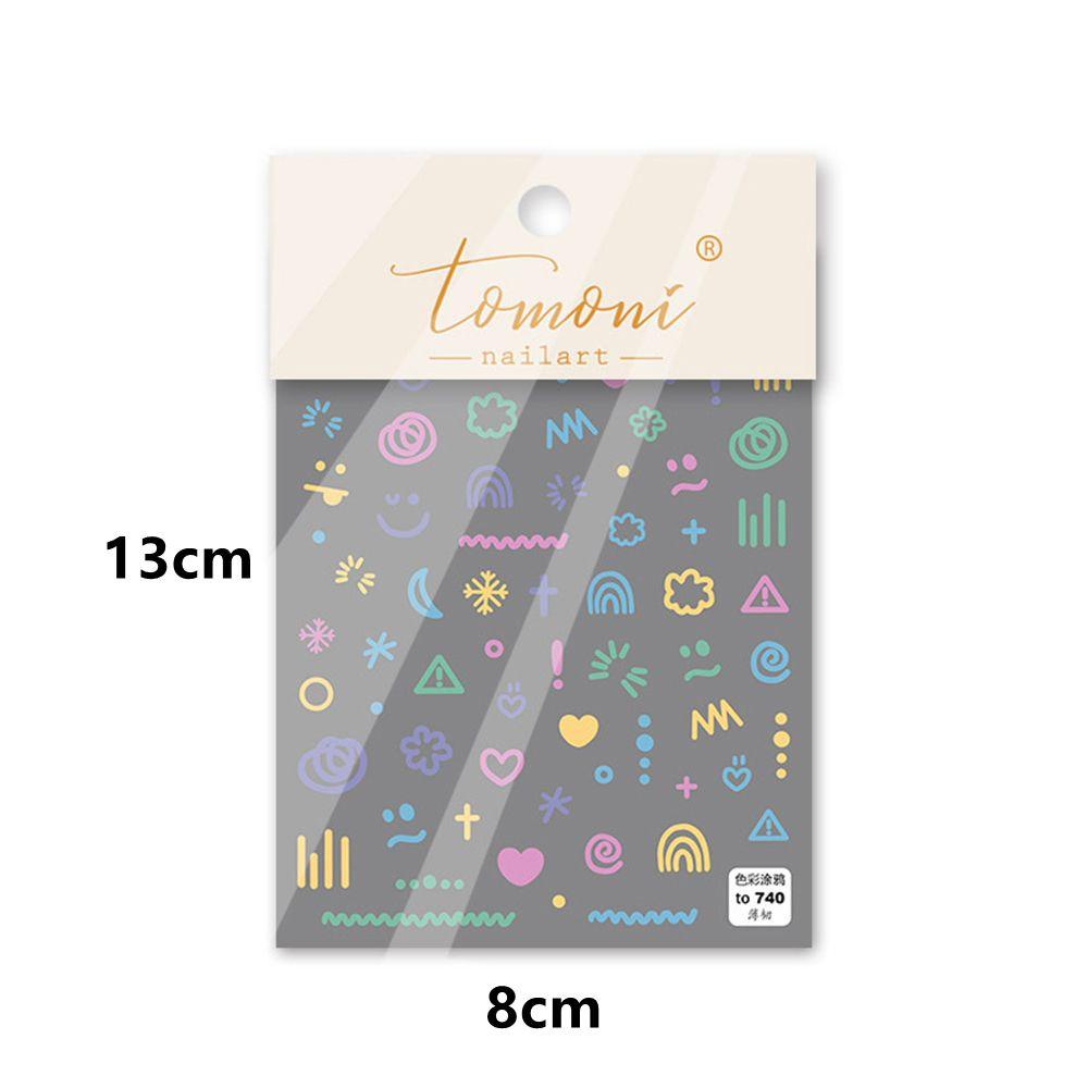 AUGUSTINA Agustina Warna graffiti Nail Stiker Warna-Warni Perekat Diri Putaran DIY Nail Decals