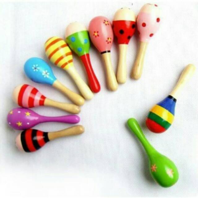 Baby MARACAS / Mainan Bayi / Kerincingan bayi / Rattle/ Marakas Kayu kerincing genggam/ rattle kayu (BIC)