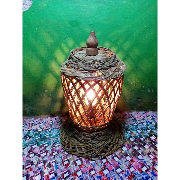 lampu tidur anyaman lidi/lampu hias/lampu meja (COD)