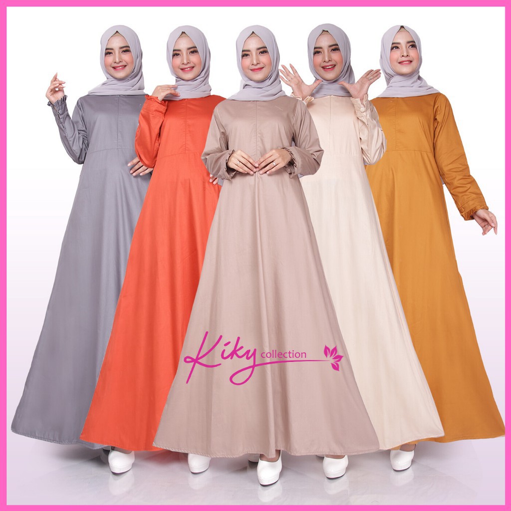 Gamis Katun Jepang Ori Kiky Polos Warna.
