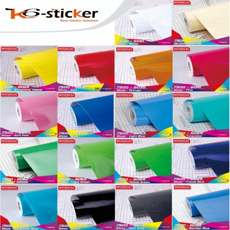 Sticker stiker Skotlet Maxdecal Max Decal glossy/mengkilat dan doff/matt, series 7500, lebar 45cm