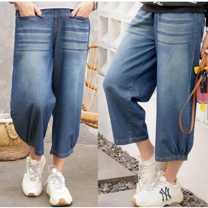 Vivi Jeans Kulot / Celana Big Size / Celana Jeans Jumbo / Celana Jeans Wanita Korea