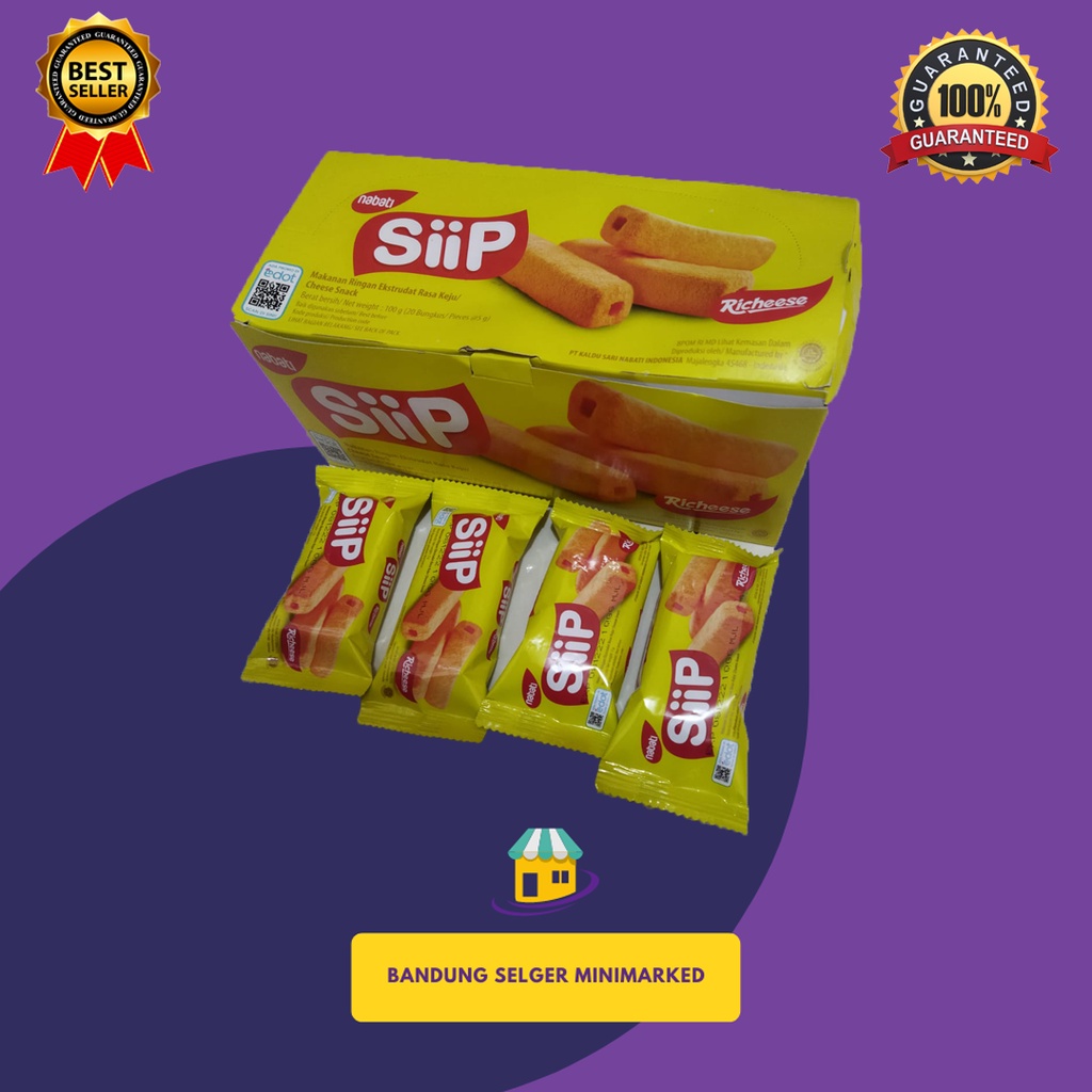 

NABATI SIIP MAKANAN RINGAN EKSTRUDAT RASA KEJU /CHEESE SNACK 100GR (20BUNGJUS/PCS @5GR