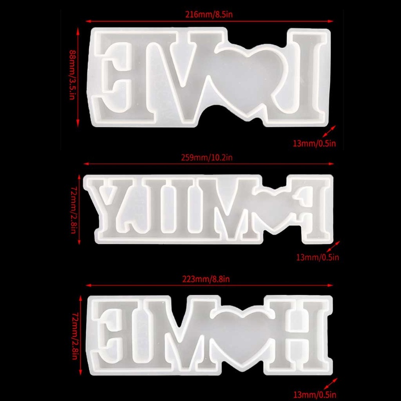 SIY  3 Pcs LOVE FAMILY HOME English Alphabet Decorations Crystal Epoxy Resin Mould