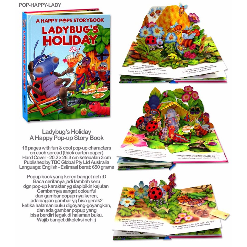 Buku Anak Ladybug S Holiday A Happy Pop Up Story Book Shopee Indonesia